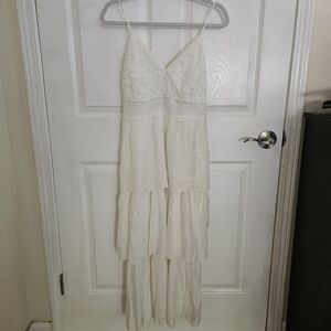 Elegant Cream Lace Maxi Dress